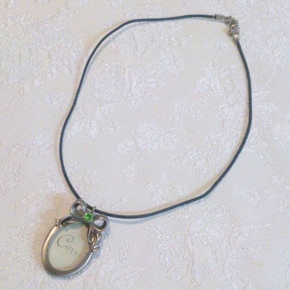 Signed Carr Pewter Photo Picture Frame Necklace * - Picture 2 of 5